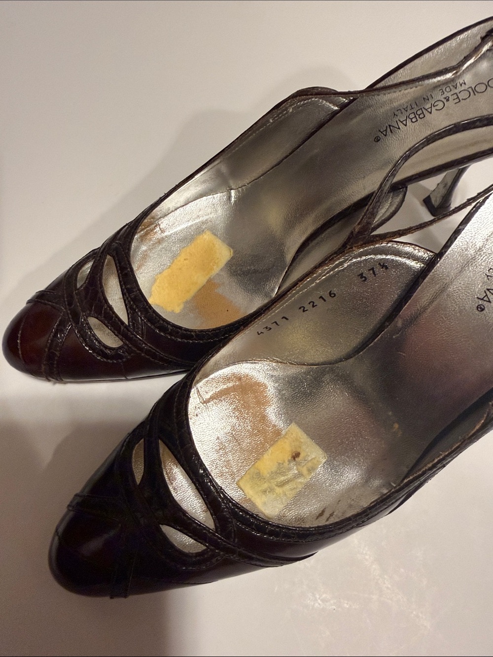 Dolce & Gabbana burgandy eel ski. Leather Slingback Heels - Picture 2 of 7